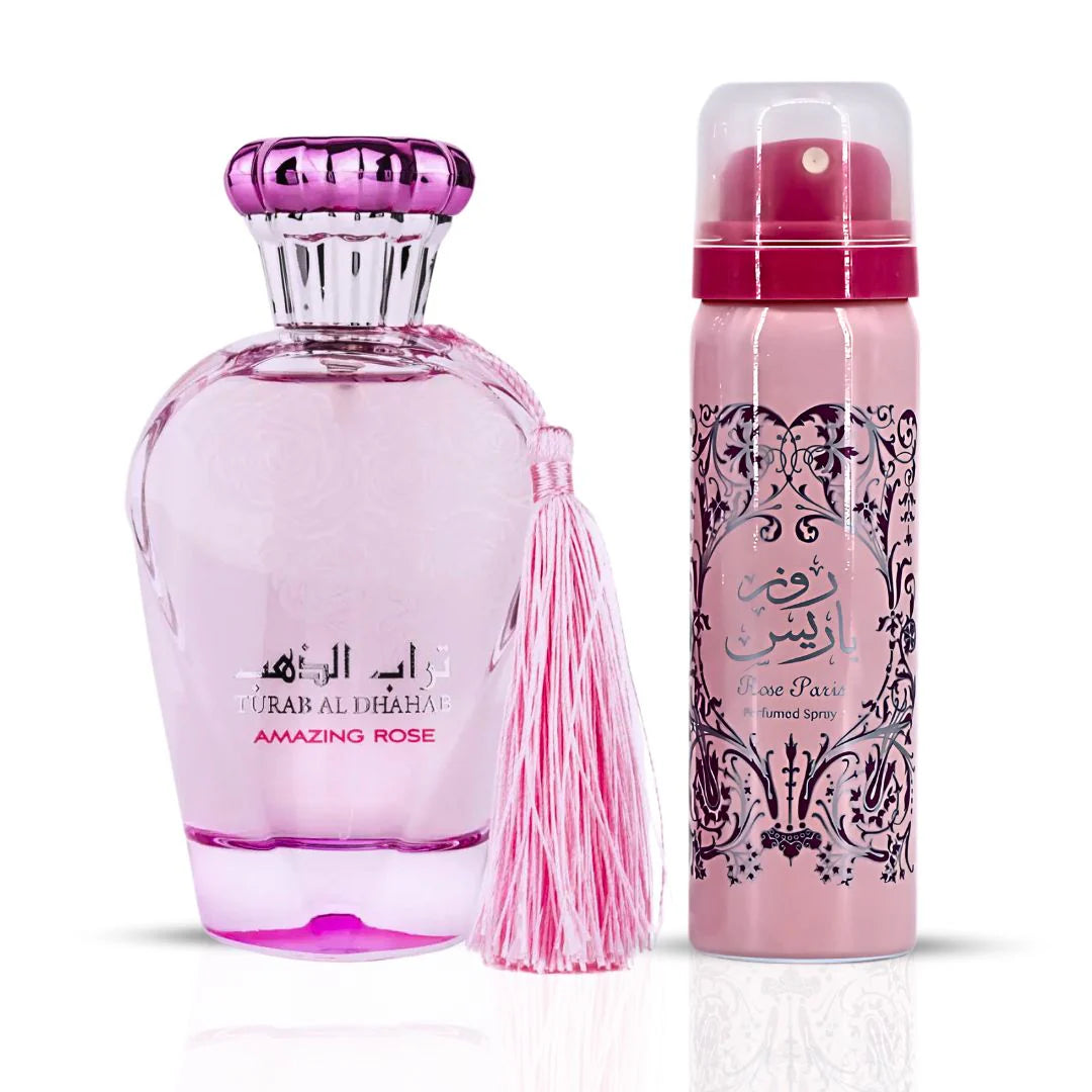 Turab Al Dhahab Amazing Rose EDP (100ml) Spray by Ard Al Zaafaran w/ Deo Spray (50ml)
