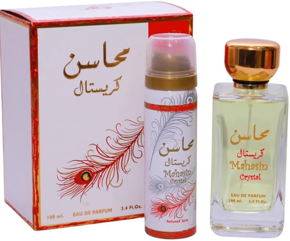 Mahasin Crystal with Deodorant EDP (100ml) perfume spray by Lattafa | Khan El Khalili
