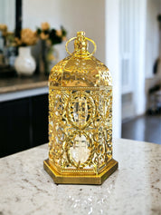 Gold Fancy Ramadan Lantern Lamp with LED Light | Khan El Khalili