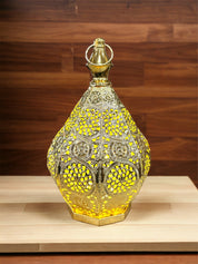 Gold Teardrop Ramadan Lantern/ Fanoos with LED Lights