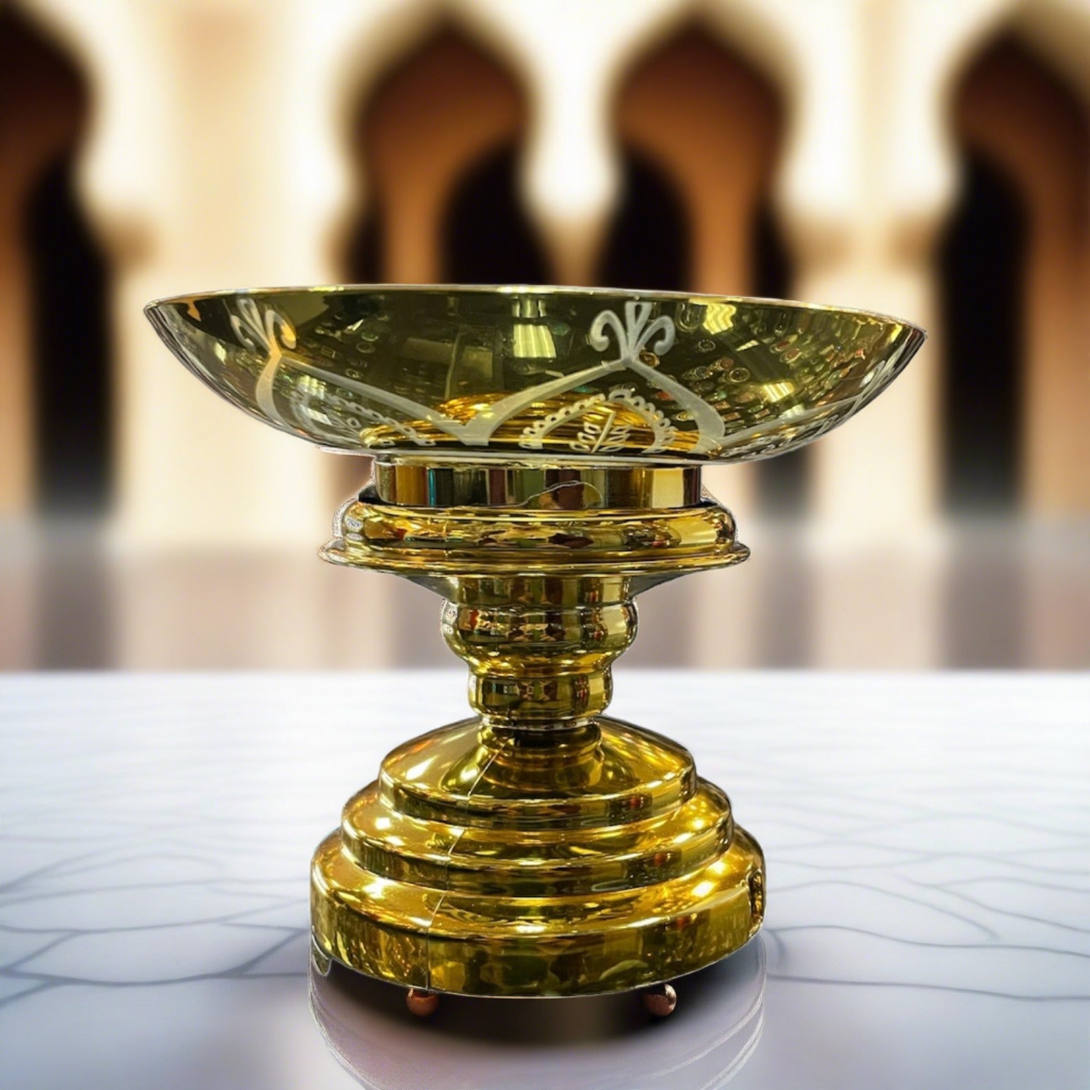 Gold Ramadan Light Up Plate Table Decor