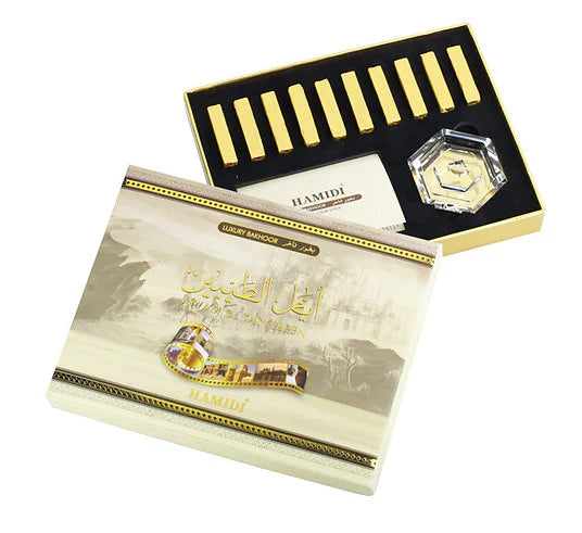 Ayam Ul Tayyeben Luxury 10pcs stick Bakhoor Set With Crystal Base by Hamidi