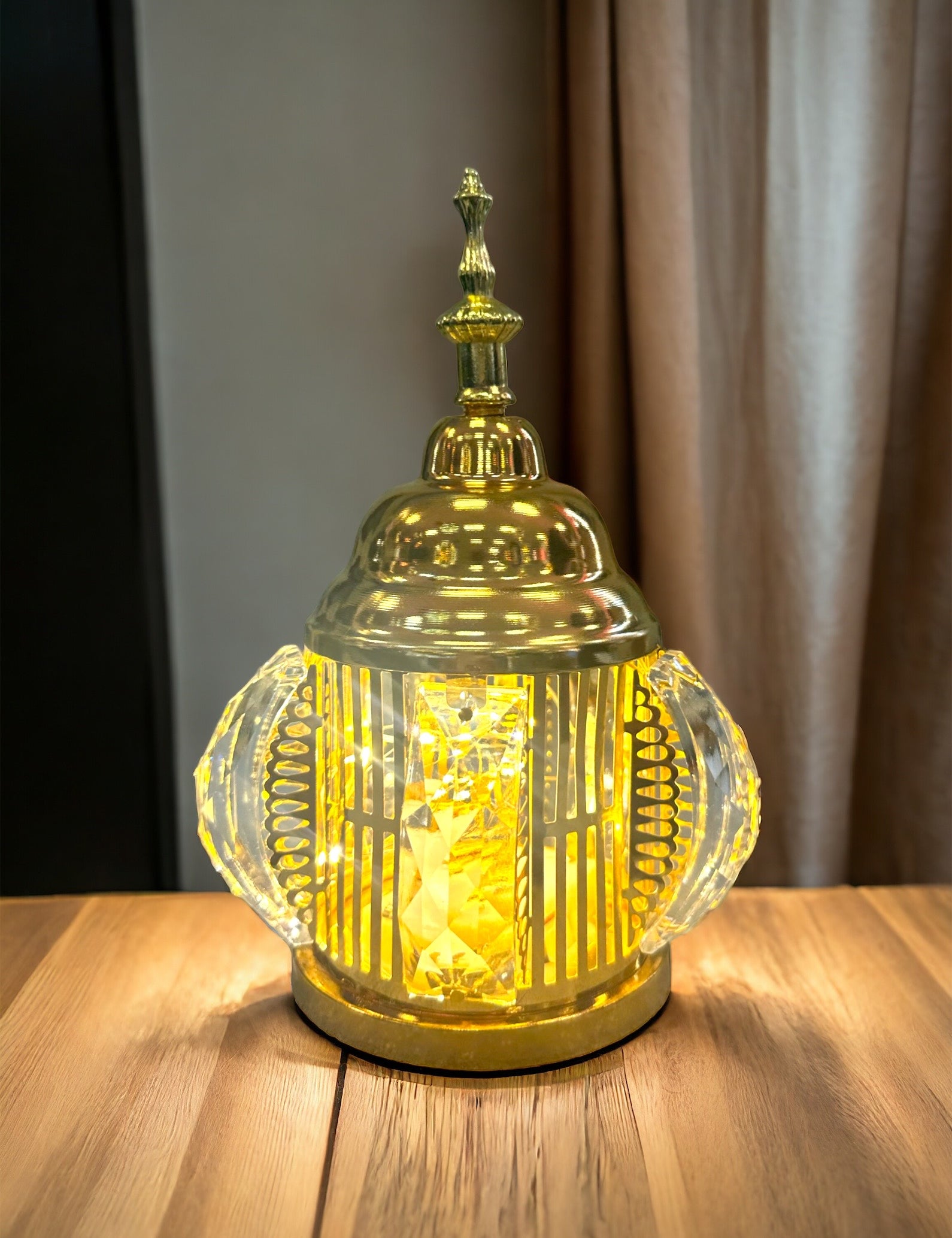Ramadan Lantern Fanoos Fanous LED Light Eid Islamic Gold Crystal Fancy | Khan El Khalili