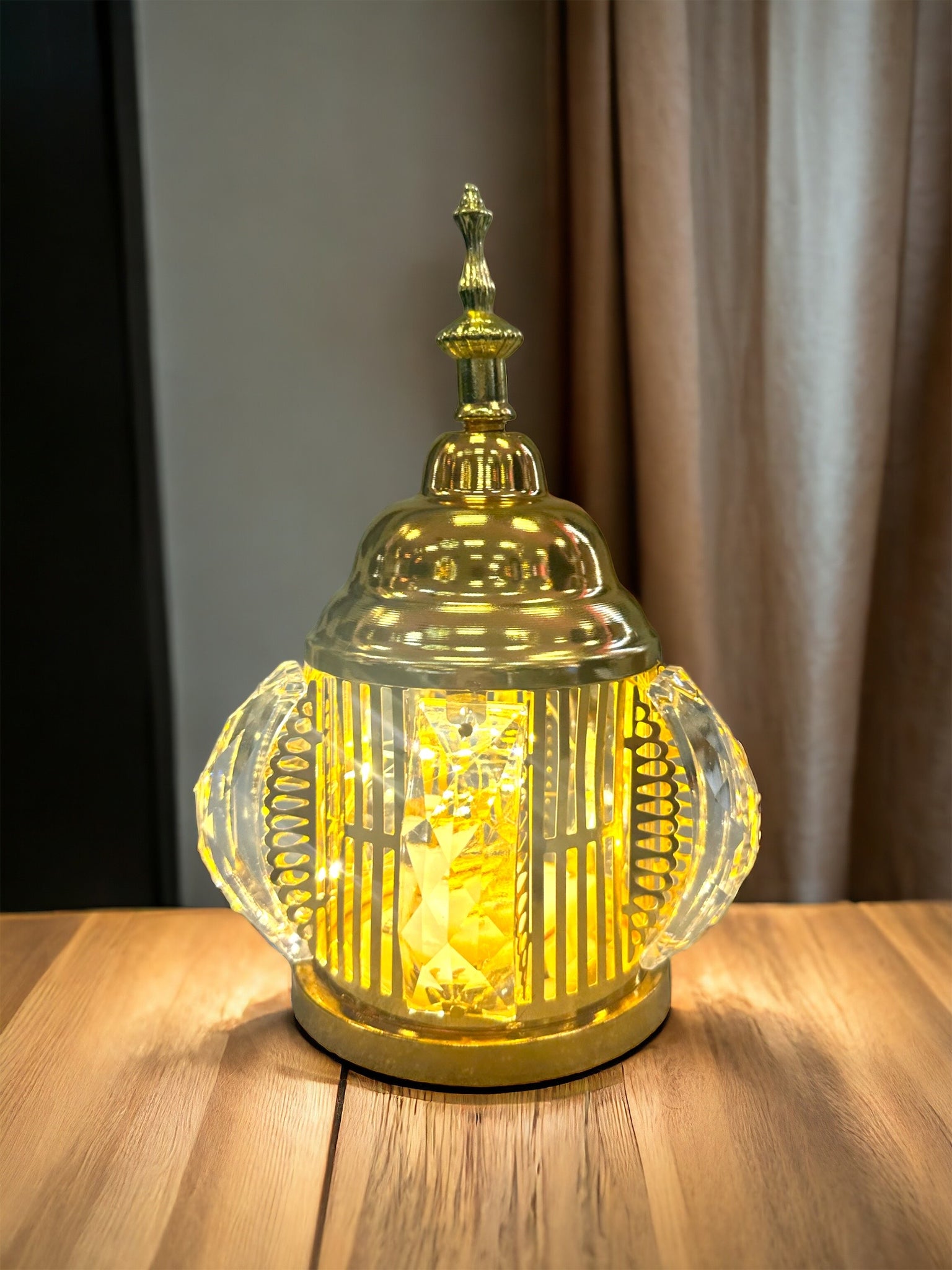 Gold Fancy Ramadan Lantern Fanoos with LED String Lights – Khan El ...