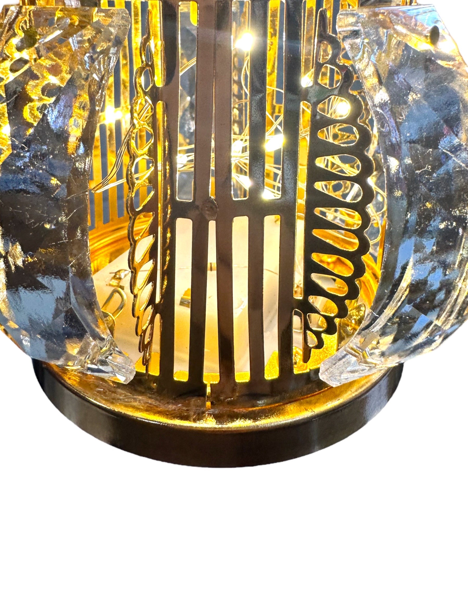 Gold Fancy Ramadan Lantern Fanoos with LED String Lights | Khan El Khalili