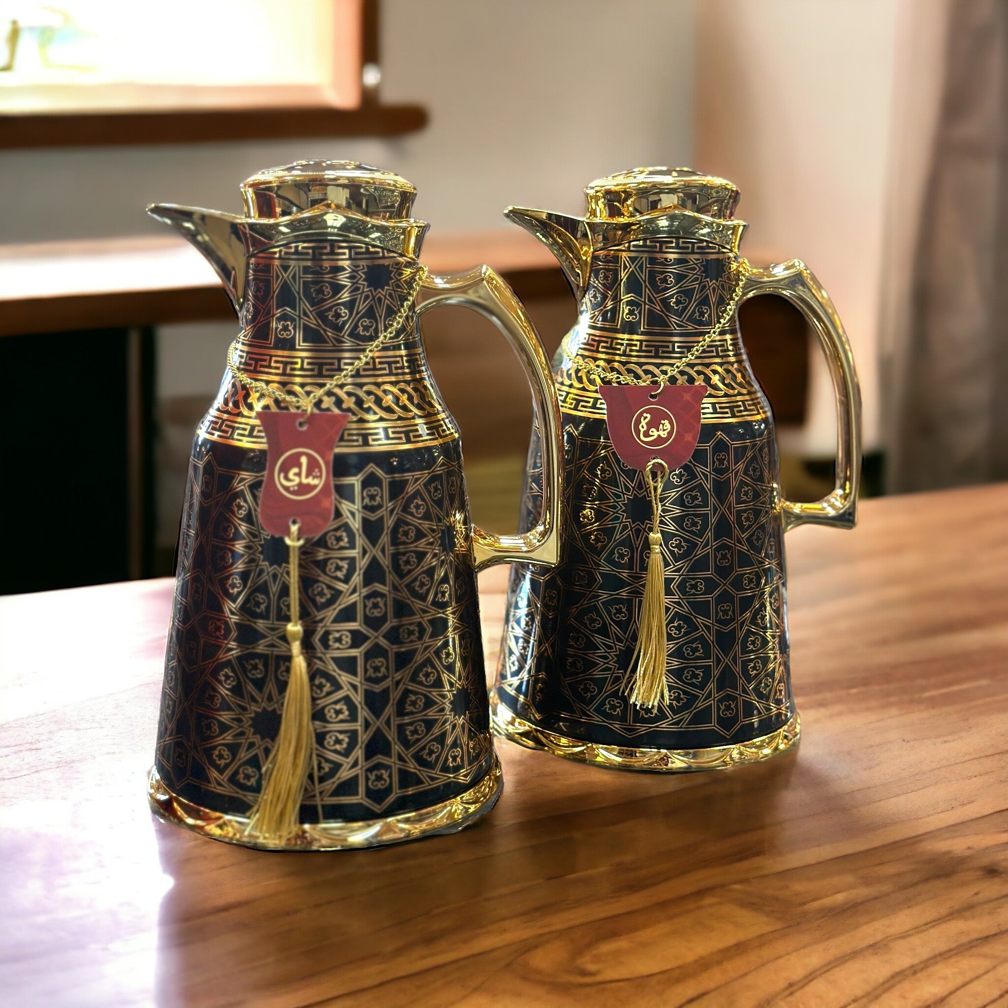 Black & Gold Arabian Arabesque Style Tea /Coffee Thermos