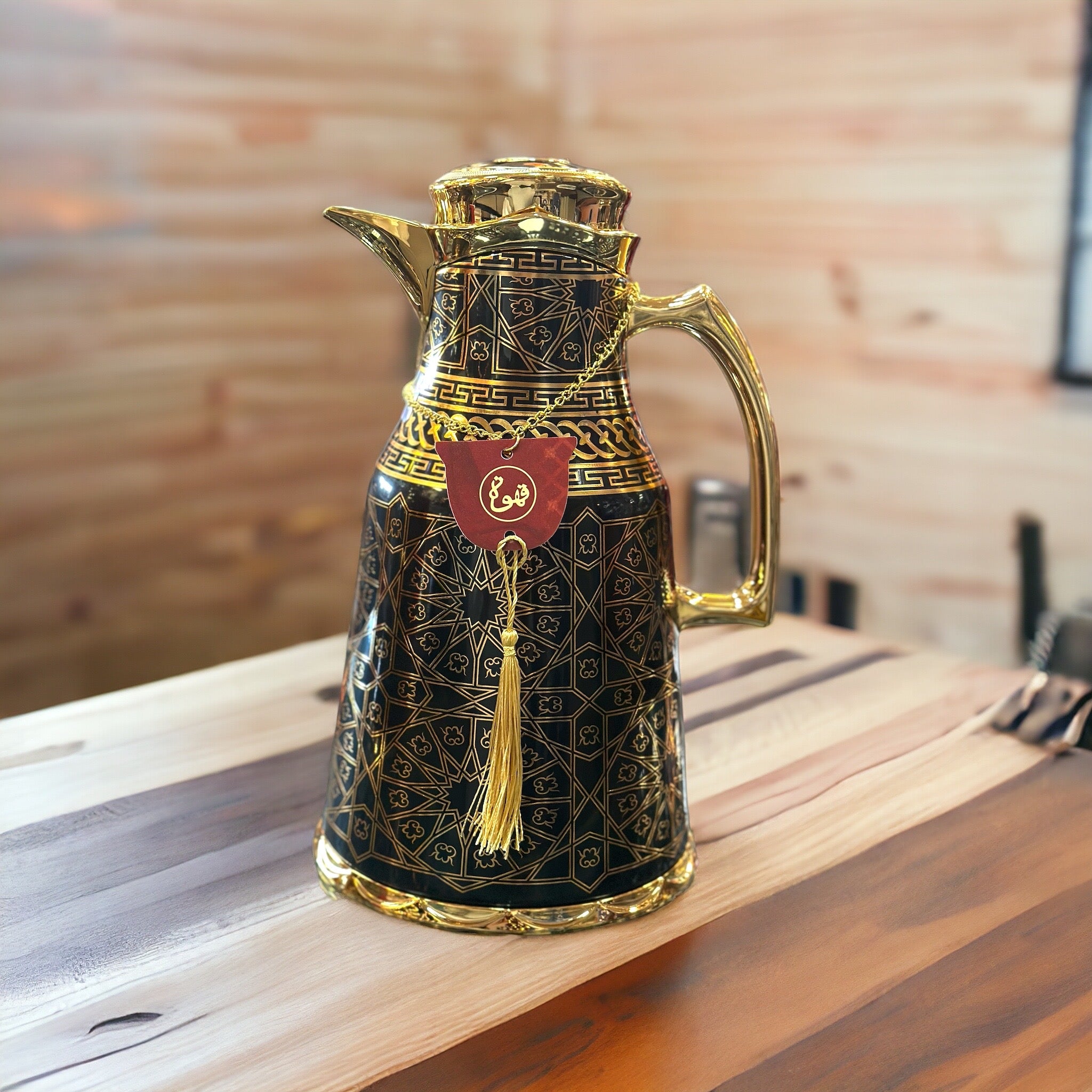 Black & Gold Arabian Arabesque Style Tea /Coffee Thermos