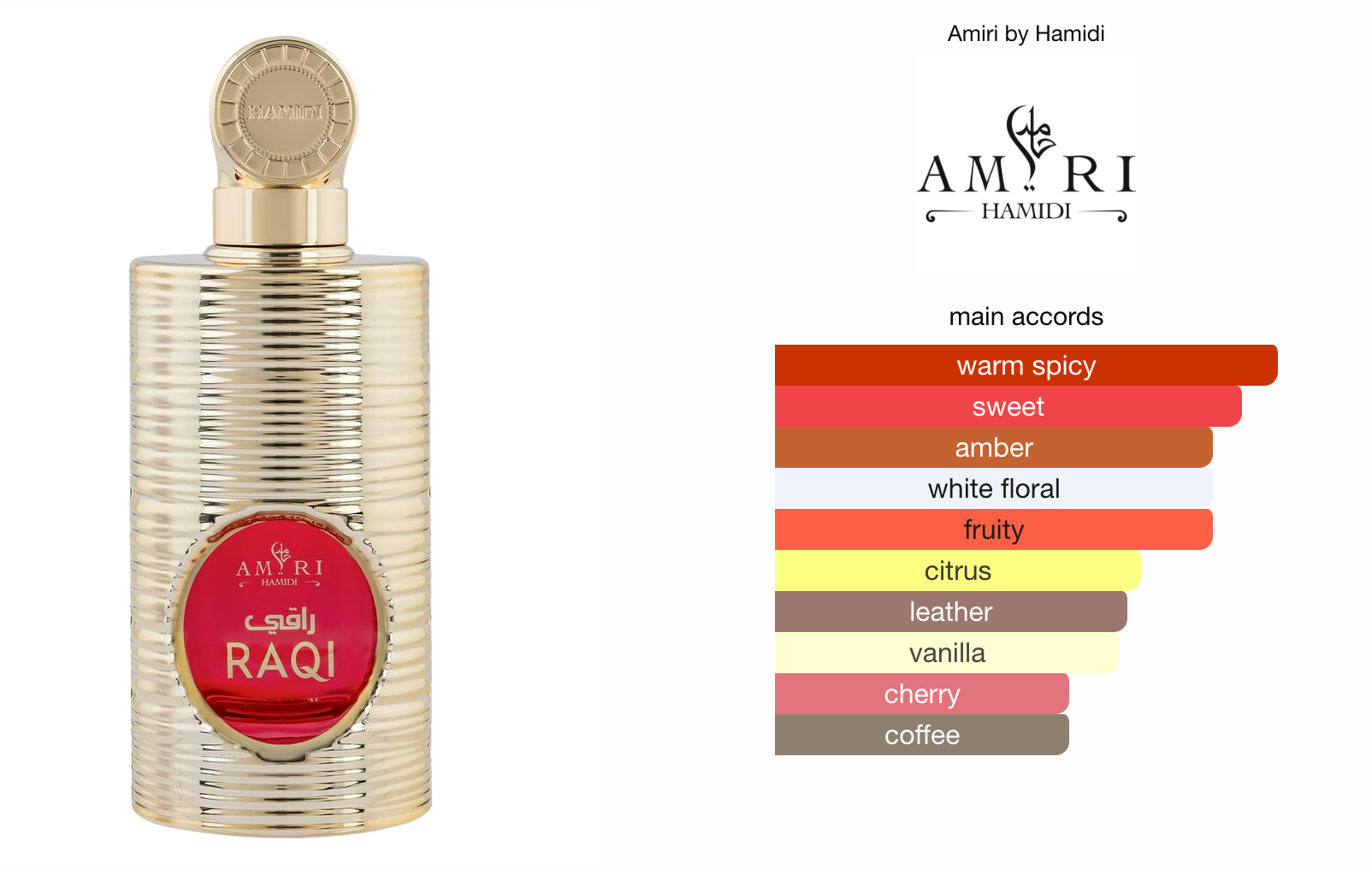 Raqi (100ml) Amiri Series Perfume Spray by Hamidi
