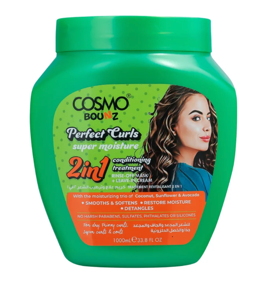 Perfect Curls Super Moisture 2 In 1 Conditioning Treatment (1000ml) by Cosmo Bounz
