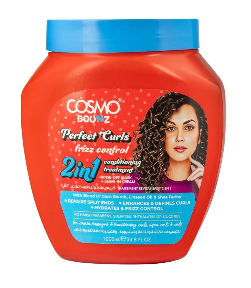 Perfect Curls Frizz Control 2 In 1 Conditioning Treatment(1000ml) by Cosmo Bounz