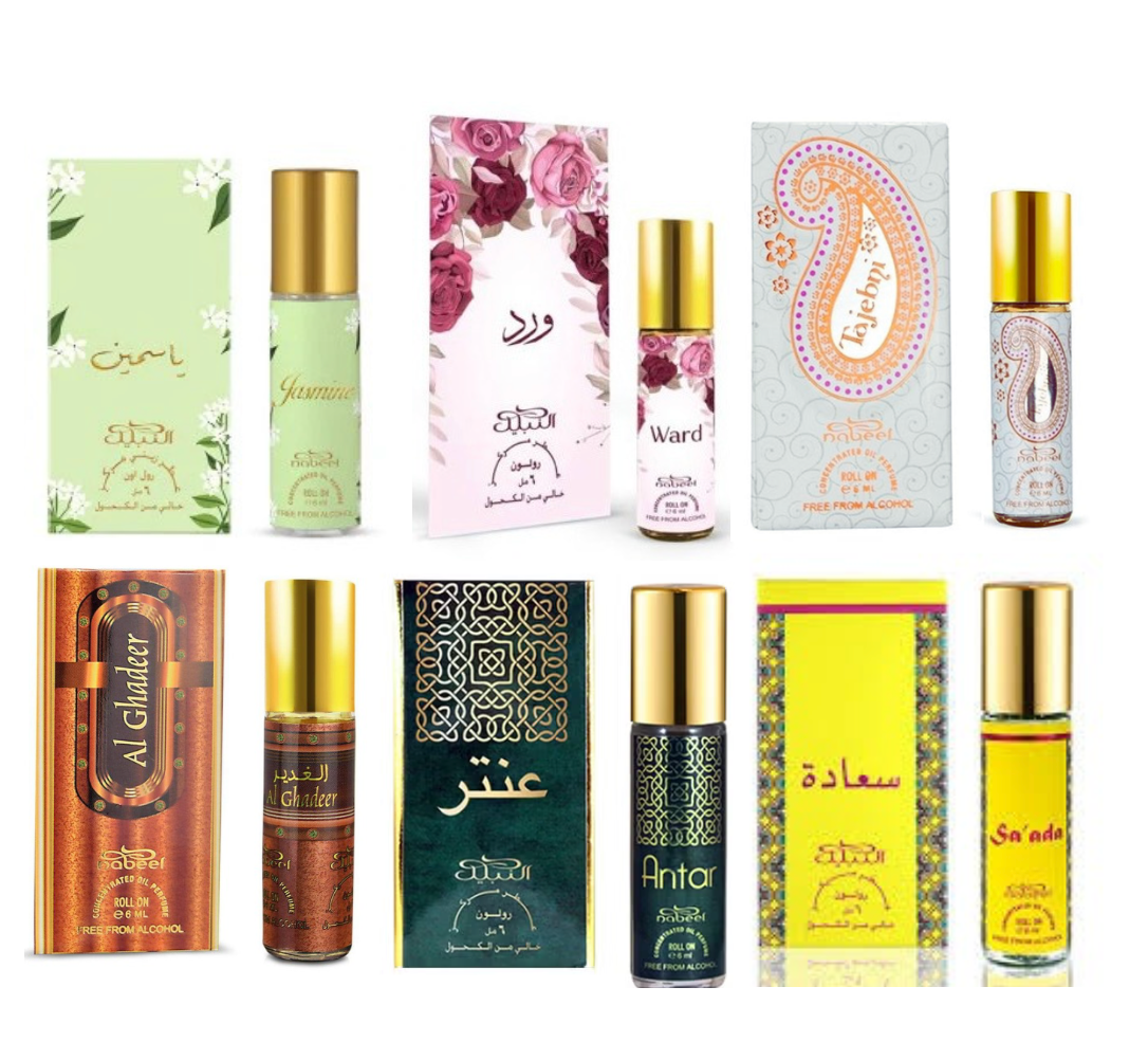 Nabeel Assorted 6 Pack Roll on Perfume Oils - Floral Scents